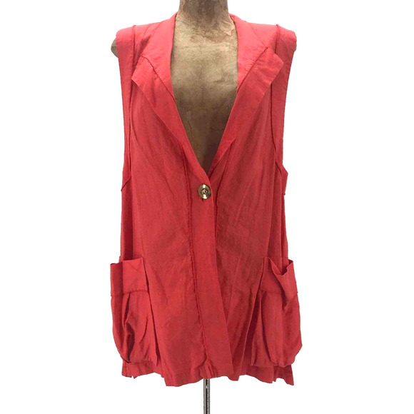 Moonlight Y&S Fashion Vest Womens S Coral Pockets Single Button Langenlook Artsy - Picture 1 of 9